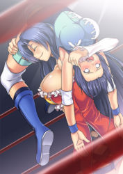Rule 34 | 2girls, ahegao, armpits, backbreaker, beaten, blue hair, blush, boots, breasts, cleavage, defeat, drooling, dutch angle, empty eyes, closed eyes, fighting, huge breasts, humiliation, injury, ishikawa suzumi, knee pads, kupala, large breasts, lucky uchida, multiple girls, pain, rolling eyes, ryona, saliva, smile, submission, sweat, tears, thighs, tongue, tongue out, unconscious, wrestle angels, wrestling, wrestling outfit, wrestling ring, wristband