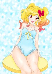 Rule 34 | 1girl, absurdres, aikatsu! (series), aikatsu stars!, breasts, casual one-piece swimsuit, cleavage, highres, medium breasts, nijino yume, one-piece swimsuit, solo, swimsuit, twintails
