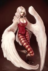 Rule 34 | 10s, 1girl, 2012, aivelin, alternate color, alternate hair color, breasts, cleavage, clothes writing, feathered wings, harpy, lipstick, makeup, monet (one piece), monster girl, one piece, panties on outside, panties over clothes, pants, patterned legwear, punk hazard, shirt, signature, solo, striped clothes, striped pants, talons, tank top, taut clothes, taut shirt, white hair, winged arms, wings, yellow eyes