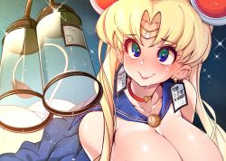 Rule 34 | 1girl, alternate breast size, ass, bishoujo senshi sailor moon, bishoujo senshi sailor moon s, blonde hair, blue eyes, blue sailor collar, breasts, choker, circlet, cleavage, collarbone, commentary, cow tail, derivative work, drooling, ear tag, earrings, hair ornament, hair over shoulder, heart, heart-shaped pupils, heart choker, highres, jewelry, long hair, meme, milking machine, panties, parted bangs, red choker, sailor collar, sailor moon, sailor moon redraw challenge (meme), screenshot redraw, slugbox, solo, sweat, symbol-only commentary, symbol-shaped pupils, tail, tsukino usagi, twintails, underwear, upper body, white panties