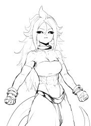 Rule 34 | abs, absurdres, android 21, arabian clothes, black sclera, bracelet, colored sclera, dragon ball, dragon ball fighterz, dragonball z, highres, injury, jewelry, looking at viewer, majin android 21, muscular, muscular female, navel, pointy ears, red eyes, spiked hair, tail, wounds, zequung, zquung