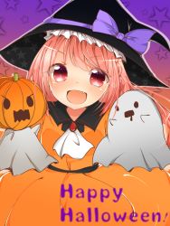 Rule 34 | 1girl, amaou (rin 0107), halloween, hat, highres, original, pink hair, red eyes, short hair, solo, witch hat