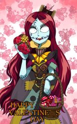 Rule 34 | 1girl, basket, disney, disney mirrorverse, highres, long hair, patchwork clothes, sally (nbc), stitches, the nightmare before christmas, valentine, very long hair