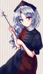 Rule 34 | 1girl, arrow (projectile), asymmetrical hair, blue eyes, hat, long hair, silver hair, solo, touhou, uranaishi (miraura), yagokoro eirin