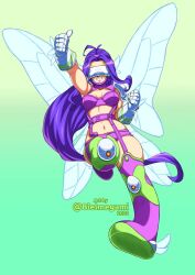 Rule 34 | digimon, digimon (creature), fairimon, gloves, long hair, mask, purple hair, wings