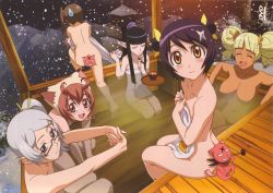 Rule 34 | 00s, 1boy, 5girls, :d, ^ ^, absurdres, animal ears, antenna hair, ass, azami, azami (himawari), back, bare back, bare shoulders, barefoot, bath, black hair, blonde hair, blue eyes, blush, bowl, breasts, brown hair, cat ears, censored, chopsticks, closed eyes, collarbone, cover, covering privates, dark skin, double bun, dvd cover, expressionless, feet, fingernails, floating, floor, food, glasses, grabbing, hair between eyes, hair bun, hair ornament, happy, hat, highres, himawari, himawari!, hime cut, himeji, hinata himawari, hip focus, holding, hyuuga himawari, indoors, kneeling, kneepits, knees, large breasts, leaning back, leaning forward, legs, looking at viewer, looking back, momota, mountain, multiple girls, naked towel, night, night sky, no nipples, non-web source, nude, nude cover, official art, on floor, onsen, open mouth, orange eyes, outdoors, outstretched arms, own hands clasped, own hands together, partially submerged, pink eyes, pink hair, pointy ears, ponytail, purple hair, scan, semi-rimless eyewear, shadow, shikimi, shikimi (himawari), short hair, shuriken, side ponytail, sidelocks, silver hair, sitting, sky, smile, snow, snowing, soaking feet, soles, spread arms, stretching, surprised, sweatdrop, thighs, towel, trap, tray, tsukiyo-hime, twintails, v arms, water, weapon, wet, wooden floor, yusura, yusura (himawari)