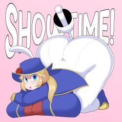 Rule 34 | 1girl, absurdres, alternate costume, ass, bent over, between buttocks, blonde hair, blue eyes, breast press, breasts, duskyer, eyelashes, female focus, flower, hat, hat feather, hat flower, highres, huge ass, huge breasts, kneeling, lips, looking at viewer, mario (series), nintendo, official alternate costume, pants, pink background, pink lips, princess peach, princess peach: showtime!, red flower, red rose, rose, skin tight, solo, swordfighter peach, thick thighs, thighs, white pants, wide hips