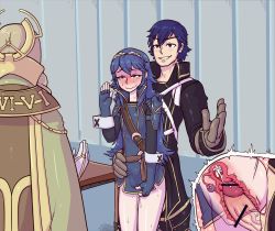 Rule 34 | 1boy, 2girls, aunt and niece, bad anatomy, bad hands, bad id, bad pixiv id, bar censor, blue eyes, blue hair, blush, bottomless, brother and sister, censored, chrom (fire emblem), clothed sex, cross-section, cum, cum in pussy, ejaculation, emmeryn (fire emblem), father and daughter, fingerless gloves, fire emblem, fire emblem awakening, flat chest, gloves, hetero, incest, internal cumshot, long hair, lucina (fire emblem), multiple girls, nintendo, ovaries, penis, pointless censoring, pussy juice, pussy juice stain, sex, short hair, siblings, standing, standing sex, stealth sex, striped, striped background, tears, tenk, tiara, uterus, vaginal, x-ray