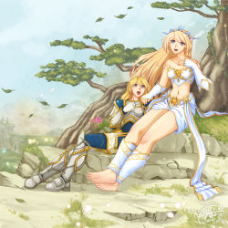 Rule 34 | barefoot, concept art, crossed ankles, feet, forest, highres, janna, janna (league of legends), league of legends, crossed legs, lux (league of legends), nature, sitting, soles, thearchaiveus