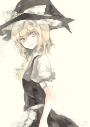 Rule 34 | 1girl, blonde hair, braid, female focus, fori, hat, kirisame marisa, skirt, solo, touhou, white background, witch, witch hat, yellow eyes