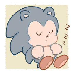 Rule 34 | 1boy, bad id, bad pixiv id, commentary request, gloves, hedgehog, hedgehog ears, hedgehog tail, lowres, male focus, shoes, sikai, simple background, sleeping, sneakers, solo, sonic the hedgehog, sonic (series), zzz