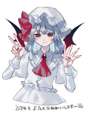 Rule 34 | 1girl, ascot, bat wings, blue hair, brown wings, closed mouth, collared shirt, fangs, fingernails, frilled shirt collar, frills, hat, hat ribbon, highres, juliet sleeves, katai (nekoneko0720), long fingernails, long hair, long sleeves, looking at viewer, mob cap, nail polish, pointy ears, puffy sleeves, red ascot, red eyes, red nails, red ribbon, remilia scarlet, ribbon, sharp fingernails, shirt, simple background, skirt, solo, touhou, white background, white hat, white shirt, white skirt, wings