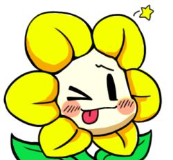 Rule 34 | &gt; o, 1other, :p, ;p, bad id, bad pixiv id, blush, blush stickers, chibi, flower, flowey (undertale), gyate gyate, looking at viewer, lowres, motion lines, one eye closed, portrait, simple background, smile, solo, star (symbol), tongue, tongue out, undertale, white background, yaruky
