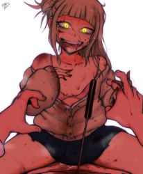 Rule 34 | 1girl, backlighting, blonde hair, blood, blood on face, blue skirt, blunt bangs, blush, boku no hero academia, bra, breasts, cardigan, clothed sex, convenient censoring, covered penetration, cowgirl position, crazy eyes, crying, crying with eyes open, cum, cumdrip, double bun, fangs, femdom, glowing, glowing eyes, hair bun, hair down, hetero, highres, holding hands, knife, long hair, messy hair, murder, off shoulder, open cardigan, open clothes, pink bra, pleated skirt, pov, randomboobguy, scary sex, school uniform, sex, single hair bun, skirt, slit pupils, small breasts, snuff, solo focus, straddling, tears, thighs, toga himiko, unbuttoned, unbuttoned shirt, underwear, weapon, yandere, yellow eyes