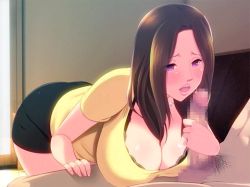 Rule 34 | animated, animated gif, bouncing breasts, breasts, brown hair, censored, clothed female nude male, game cg, handjob, jewelry, necklace, nude, pearl necklace, penis, tagme