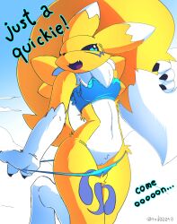 Rule 34 | absurdres, cleft of venus, digimon, digimon (creature), fluffy, fox girl, fox tail, furry, furry female, highres, pussy, renamon, tail