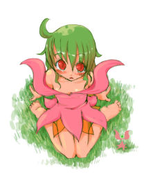 Rule 34 | barefoot, frolias, green hair, masha, meteos, personification, red eyes