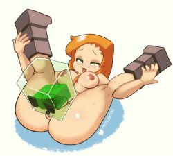 Rule 34 | 1girl, ahegao, alex (minecraft), animated, anus, artist name, ass, bestiality, boots, bouncing breasts, breasts, brown footwear, clitoris, creature, erect clitoris, folded, full body, green eyes, heart, heart-shaped pupils, hetero, legs up, minecraft, minuspal, naked boots, navel, nipples, orange hair, penis, pussy, sex, simple background, slime (minecraft), spread legs, sweat, symbol-shaped pupils, tongue, tongue out, uncensored, urethra, vaginal, vaginal grip, video