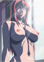 Rule 34 | 00s, 1girl, bible black, bible black only, blush, breasts, covered erect nipples, jewelry, nipples, nude, purple eyes, red hair, screencap, smile, stitched, takashiro hiroko, teacher, third-party edit