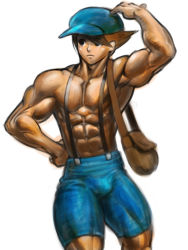 Rule 34 | 1boy, abs, hat, level-5, luke triton, male focus, muscular, aged up, professor layton, solo, tagme, what, white background