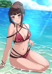 Rule 34 | 1girl, absurdres, aqua eyes, bare shoulders, birthday, brown hair, chaso (480), highres, kurosawa dia, long hair, looking at viewer, love live!, love live! sunshine!!, smile, solo, swimsuit