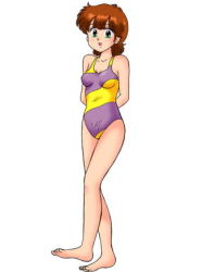 Rule 34 | 1980s (style), brown hair, flat chest, kazuki mai, lowres, magical girl, mahou no star magical emi, oldschool, retro artstyle, swimsuit