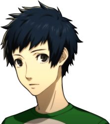 Rule 34 | 1boy, black hair, clothes, looking at viewer, lowres, male focus, mishima yuuki, official art, persona, persona 5, serious, shirt, short hair, simple background, solo