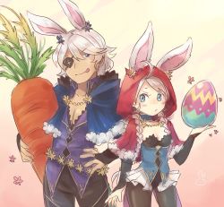 Rule 34 | 1boy, 1girl, alternate costume, animal ears, animal hood, breasts, carrot, cleavage, easter, easter egg, egg, father and daughter, fire emblem, fire emblem fates, fire emblem heroes, holding, holding carrot, holding egg, hood, leotard, licking lips, lowres, niles (fire emblem), nina (fire emblem), nintendo, pantyhose, playboy bunny, rabbit ears, rabbit hood, small breasts, tefutene, tongue, tongue out