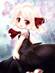 Rule 34 | 1girl, ascot, bad id, bad pixiv id, blonde hair, blush, cocozasa, hair ribbon, highres, looking at viewer, open mouth, puffy sleeves, red eyes, ribbon, rumia, shirt, short hair, short sleeves, skirt, skirt set, smile, solo, star (symbol), touhou, vest