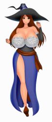 Rule 34 | 1girl, akiranime, animated, animated gif, bouncing breasts, breasts, dragon&#039;s crown, dress, female focus, hat, huge breasts, looking at viewer, purple dress, side slit, solo, sorceress (dragon&#039;s crown), walking, witch hat