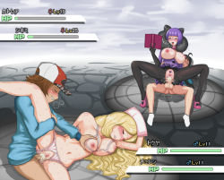 Rule 34 | 10s, 2boys, 2girls, ahoge, baseball cap, black hair, blonde hair, blush, book, bra, breasts, caitlin (pokemon), cheren (pokemon), closed eyes, clothed sex, creatures (company), cum, cum in pussy, elite four, fake screenshot, female pubic hair, game freak, girl on top, glasses, grabbing, grabbing another&#039;s breast, group sex, hat, health bar, hilbert (pokemon), large breasts, lingerie, long hair, lying, multiple boys, multiple girls, nintendo, nipples, orgy, panties, penis, pokemon, pokemon bw, pubic hair, purple hair, pussy, quinst, reverse cowgirl position, sex, sex from behind, shaped pubic hair, shauntal (pokemon), short hair, sleeping, smile, straddling, text focus, uncensored, underwear, vaginal