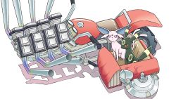 Rule 34 | closed mouth, commentary request, creatures (company), engine, espeon, frown, game freak, gen 2 pokemon, highres, hover bike, komepan, looking at viewer, looking up, nintendo, no humans, pokemon, pokemon (creature), pokemon colosseum, simple background, sitting, umbreon, white background