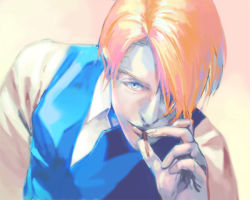 Rule 34 | 1boy, bad id, bad pixiv id, blonde hair, cigarette, face, jd, male focus, one piece, realistic, sanji (one piece), smoking, solo