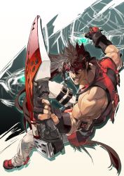 Rule 34 | answer (guilty gear), arc system works, baiken, belt, gloves, guilty gear, guilty gear xrd, headband, ishiwatari daisuke, long hair, official art, sol badguy, sword, weapon