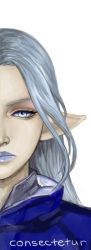 Rule 34 | 10s, 1girl, artist name, blue eyes, consectetur, final fantasy, final fantasy xiv, highres, izeru, lipstick, looking at viewer, makeup, pointy ears, signature, silver hair, silver lips, solo, ysayle