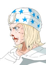 Rule 34 | 1boy, blonde hair, blood, blue eyes, dokimaru, hat, johnny joestar, jojo no kimyou na bouken, male focus, nosebleed, solo, steel ball run, tears