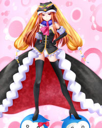 Rule 34 | 10s, 1girl, animal hat, aoba yukichi, bad id, bad pixiv id, bird, black thighhighs, boots, bow, brown hair, elbow gloves, gloves, hand on own hip, hat, highres, hip focus, long hair, long skirt, mawaru penguindrum, penguin, pink eyes, princess of the crystal, skirt, smile, solo, stepped on, takakura himari, thigh boots, thighhighs