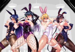 Rule 34 | 4girls, action taimanin, aftersex, alternate costume, animal ears, arms up, bare shoulders, blonde hair, blush, bodysuit, boots, breasts, breasts out, brown hair, censored, cleavage, cleavage cutout, clothing cutout, cosplay, costume switch, covered erect nipples, cum, cum in pussy, cumdrip, curvy, fake animal ears, fishnets, gauntlets, heavy breathing, highleg, highleg leotard, huge breasts, igawa asagi, igawa sakura, impossible clothes, impossible leotard, large breasts, leotard, long hair, looking away, mizuki shiranui, moaning, multiple girls, one eye closed, pantyhose, playboy bunny, ponytail, puffy nipples, pussy, r-wade, rabbit ears, rabbit tail, red eyes, saliva, shiny clothes, shiny skin, short hair, siblings, simple background, sisters, skirt, smile, spread legs, squatting, standing, sweat, tail, taimanin (series), taimanin asagi, taimanin yukikaze, tongue, tongue out, v, wink, yatsu murasaki