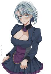 Rule 34 | 1girl, ace attorney, apolonia 07, blue eyes, blue hair, breasts, cleavage, corrupted twitter file, franziska von karma, highres, large breasts, self-upload, short hair, solo