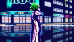 Rule 34 | 1girl, 3d, alternate costume, animated, ass, ass shake, audible music, bare legs, black dress, breasts, cleavage cutout, clothes lift, clothing cutout, curly hair, curvy, dancing, dress, from side, full body, green eyes, green hair, heart, high heels, highres, huge ass, jiggle, jumping, legs, long sleeves, matching hair/eyes, mikumikudance (medium), navel, no panties, one-punch man, pelvic curtain, pelvic curtain lift, shiny skin, skin tight, small breasts, solo, sound, tatsumaki, thighs, underwear, video, wide hips