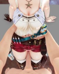 Rule 34 | 1boy, 1girl, 20s, 3d, animated, atelier (series), atelier ryza, belt, black belt, blue belt, blurry, boots, grabbing another&#039;s breast, breasts, brown belt, brown footwear, cleavage, clothed female nude male, depth of field, erection, frottage, glory to god, gloves, grabbing, grabbing from behind, groping, hand on another&#039;s hip, head out of frame, hetero, hug, indoors, jewelry, looking down, medium breasts, midriff, moaning, multiple views, navel, necklace, nude, penis, potion, pov, red shorts, reisalin stout, rubbing, shirt, shorts, single glove, sleeveless, sleeveless shirt, solo focus, sound, source filmmaker (medium), standing, tecmo, thick thighs, thigh sex, thighs, uncensored, vial, video, white shirt, wide hips
