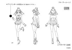 Rule 34 | 1girl, absurdres, amazoness quartet, ass, bishoujo senshi sailor moon, bishoujo senshi sailor moon crystal, breasts, character sheet, cleavage, full body, hair ornament, highres, looking at viewer, monochrome, multiple views, navel, official art, pallapalla (sailor moon), revealing clothes, scan, solo, toei animation, translation request, wide hips