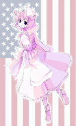 Rule 34 | 1girl, american flag, female focus, full body, hat, mob cap, pale color, saigyouji yuyuko, seo tatsuya, sketch, solo, touhou