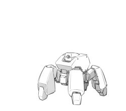 Rule 34 | greyscale, highres, ishiyumi, looking ahead, mecha, mechanical buddy universe, monochrome, no humans, one-eyed, robot, science fiction, solo, standing, walker (robot), white background