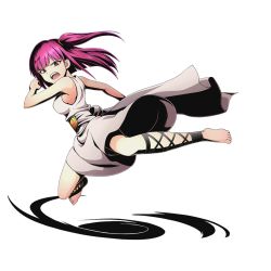 Rule 34 | 10s, 1girl, barefoot, breasts, clothes between thighs, divine gate, dress, full body, long hair, looking at viewer, magi the labyrinth of magic, medium breasts, morgiana, official art, purple hair, red eyes, shadow, sideboob, sleeveless, sleeveless dress, solo, transparent background, ucmm, white dress