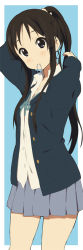 Rule 34 | 1girl, akiyama mio, black hair, female focus, k-on!, kakiuchi itsuki, long hair, ponytail, school uniform, skirt, solo, uniform