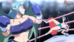 2girls artist_request bikini boxing catfight commission defeat fighting multiple_girls original swimsuit tagme