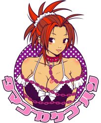 Rule 34 | + +, 1girl, bare shoulders, breasts, camisole, chain, chain leash, cleavage, collar, kzm, large breasts, leash, ponytail, red hair, solo