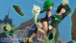 Rule 34 | 2girls, ass, breasts, clothes, collar, countersfm, cum, dark green hair, ejaculation, elbow gloves, erection, fubuki (one-punch man), futanari, gloves, green eyes, green hair, heels, highres, huge ass, huge penis, incest, large breasts, magic, medium breasts, medium hair, multiple girls, naughty face, one-punch man, open mouth, penis, restrained, rolling eyes, rubbing, siblings, sisters, size difference, smile, tatsumaki, thighhighs