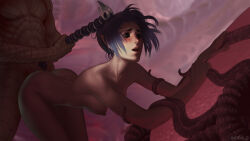 Rule 34 | 1boy, 1girl, aroused, ass, baldur&#039;s gate, baldur&#039;s gate 3, bent over, black hair, blurry, blurry background, braid, braided ponytail, breasts, completely nude, the dark urge (baldur&#039;s gate), doggystyle, dragon boy, dungeons &amp; dragons, elf, grabbing another&#039;s hair, head out of frame, hetero, highres, indfald, medium breasts, nipples, nude, open mouth, pointy ears, scales, sex, sex from behind, shadowheart (baldur&#039;s gate), small breasts